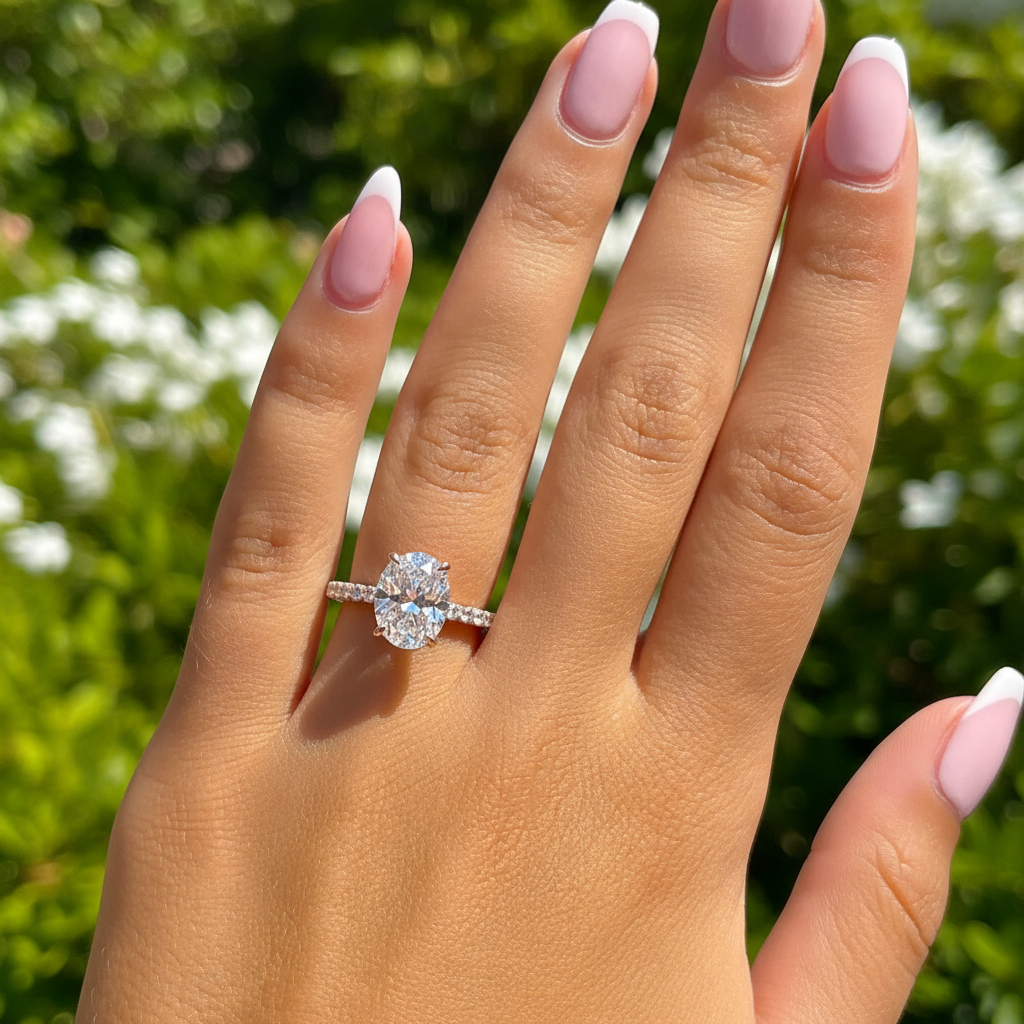 rose gold oval affordable engagement ring