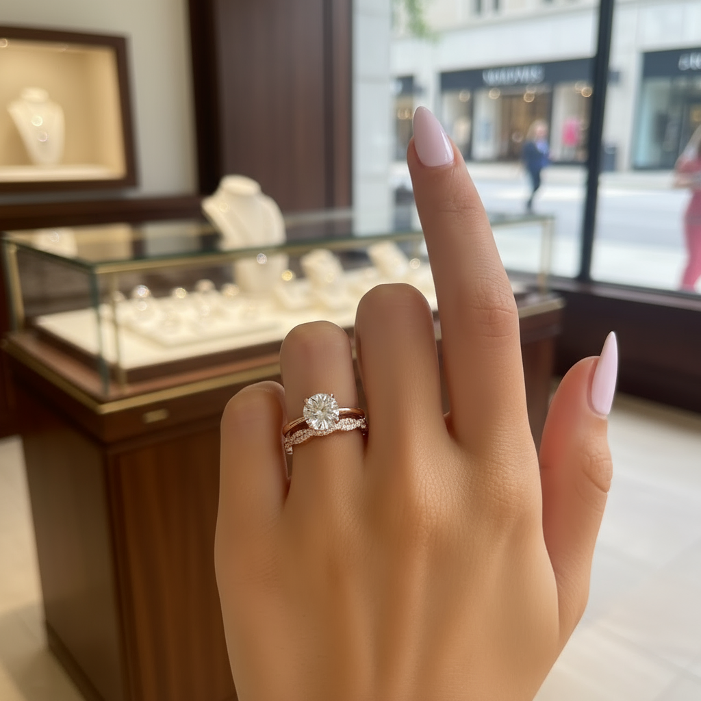 rose gold round cut solitaire simple engagement ring