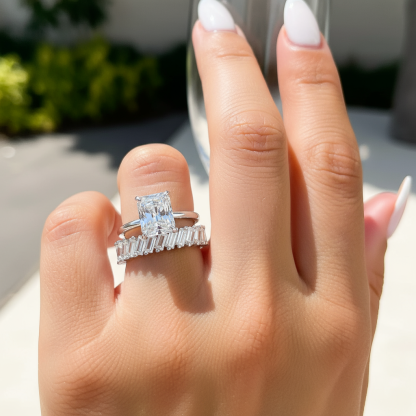 silver affordable radiant cut engagement ring