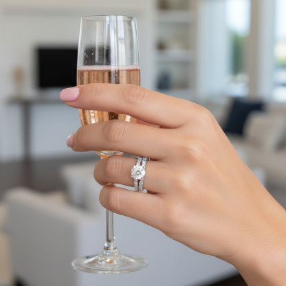 silver affordable round cut engagement ring