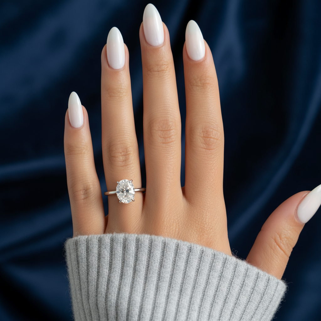 silver hidden halo engagement ring