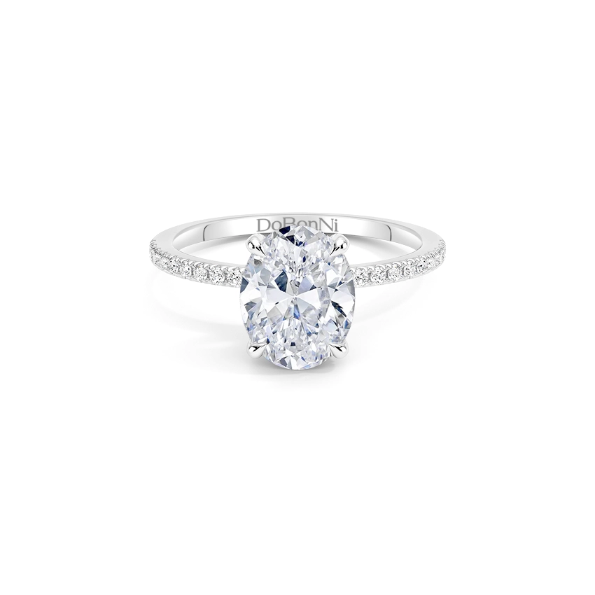 silver oval cut engagement ring