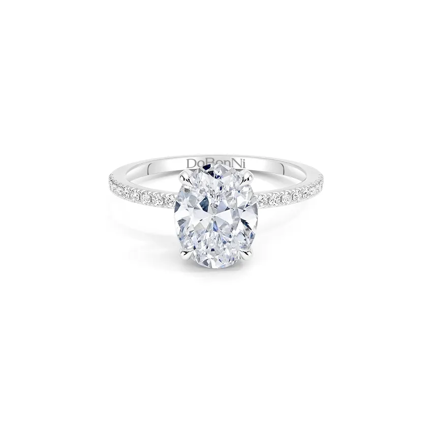 silver oval cut engagement ring
