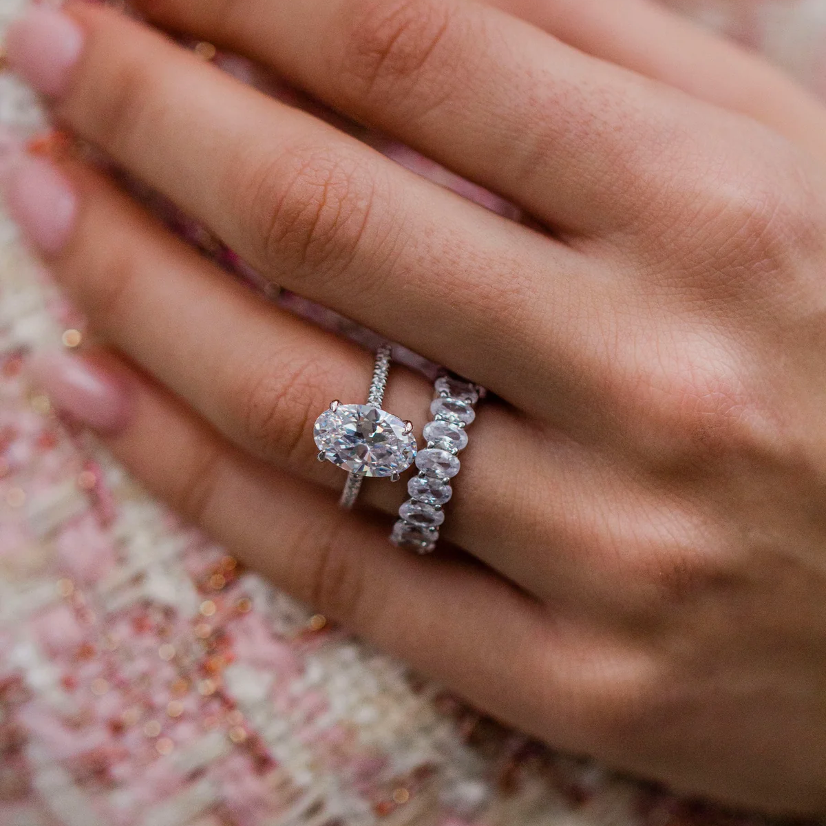 silver oval engagement ring