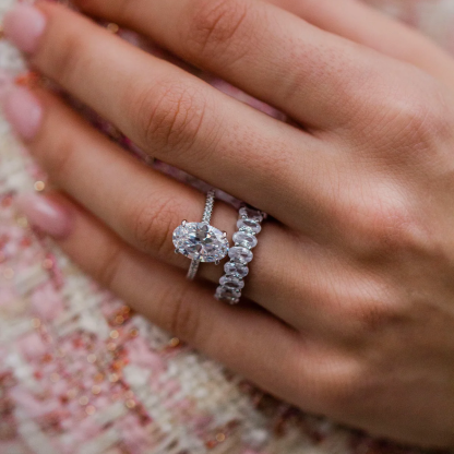 silver oval engagement ring