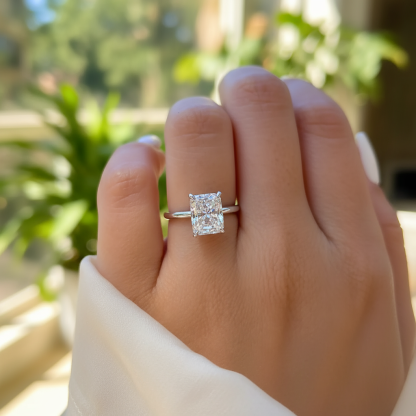 silver radiant affordable engagement ring