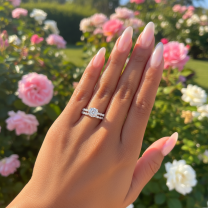 silver round cut engagement ring