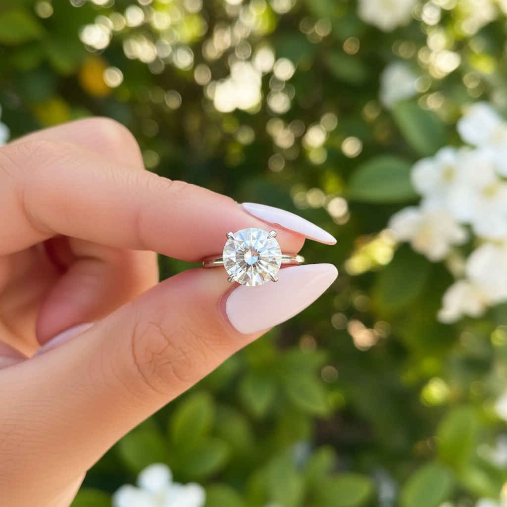 silver round engagement ring hidden halo