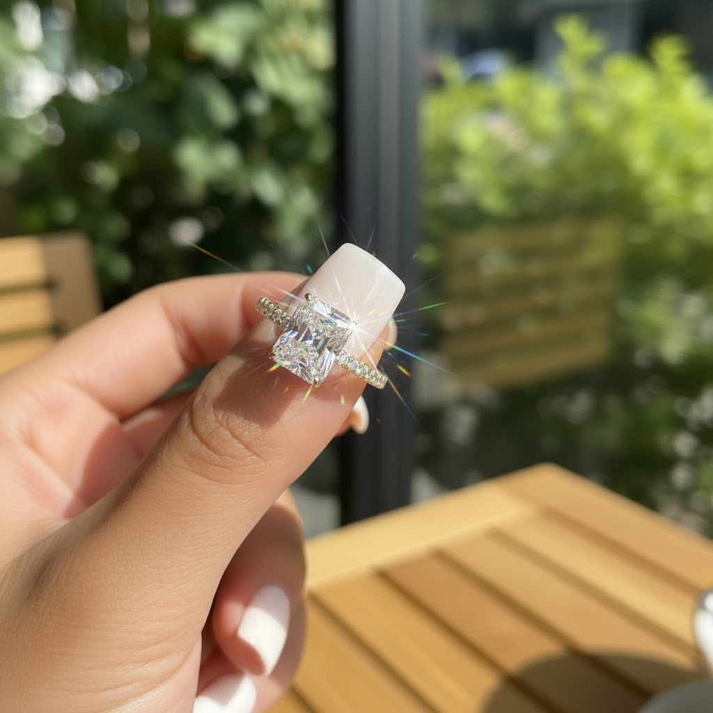 stunning gold radiant cut engagement ring