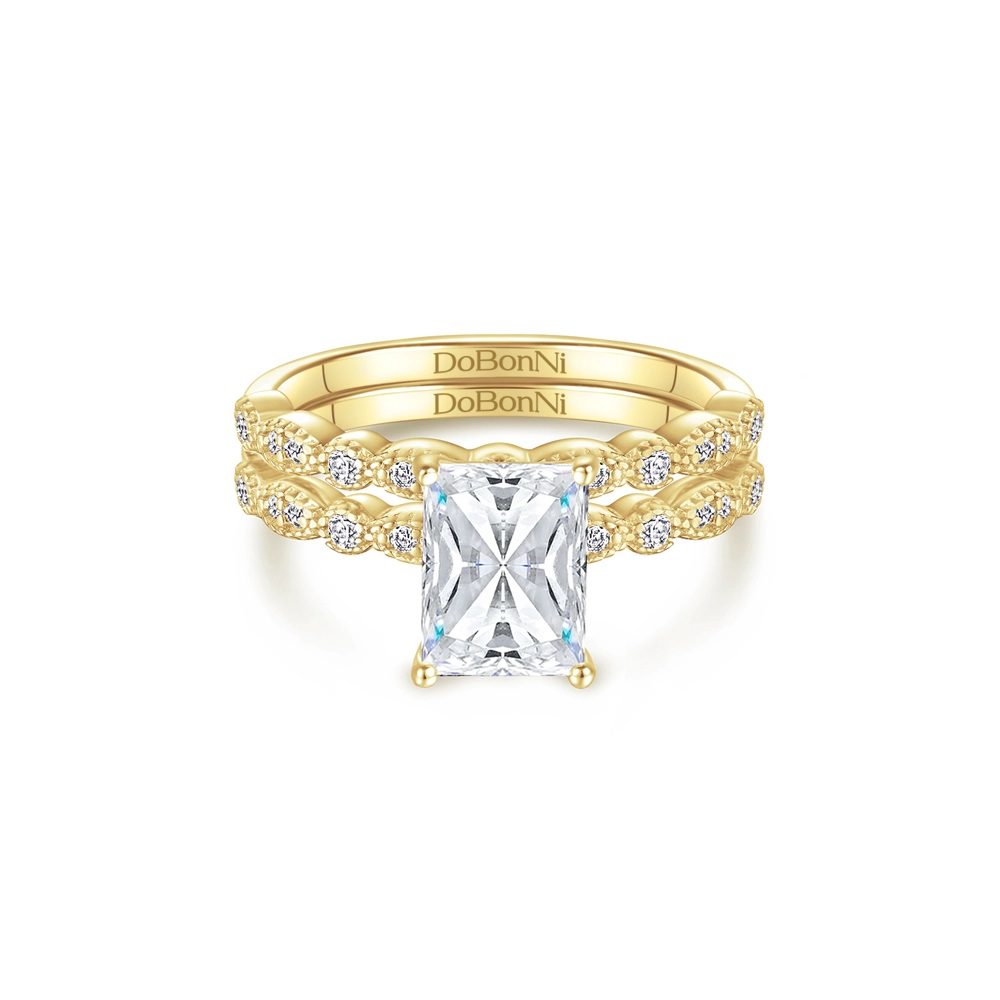 stunning_gold_radiant_cut_engagement_ring-Aurora Ring Set