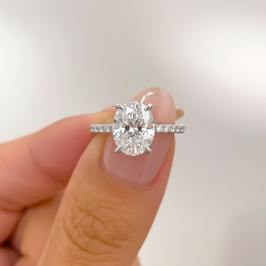 stunning silver oval cut engagement ring