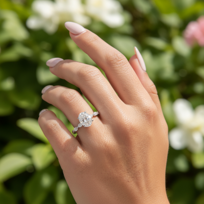 stunning silver oval cut engagement ring