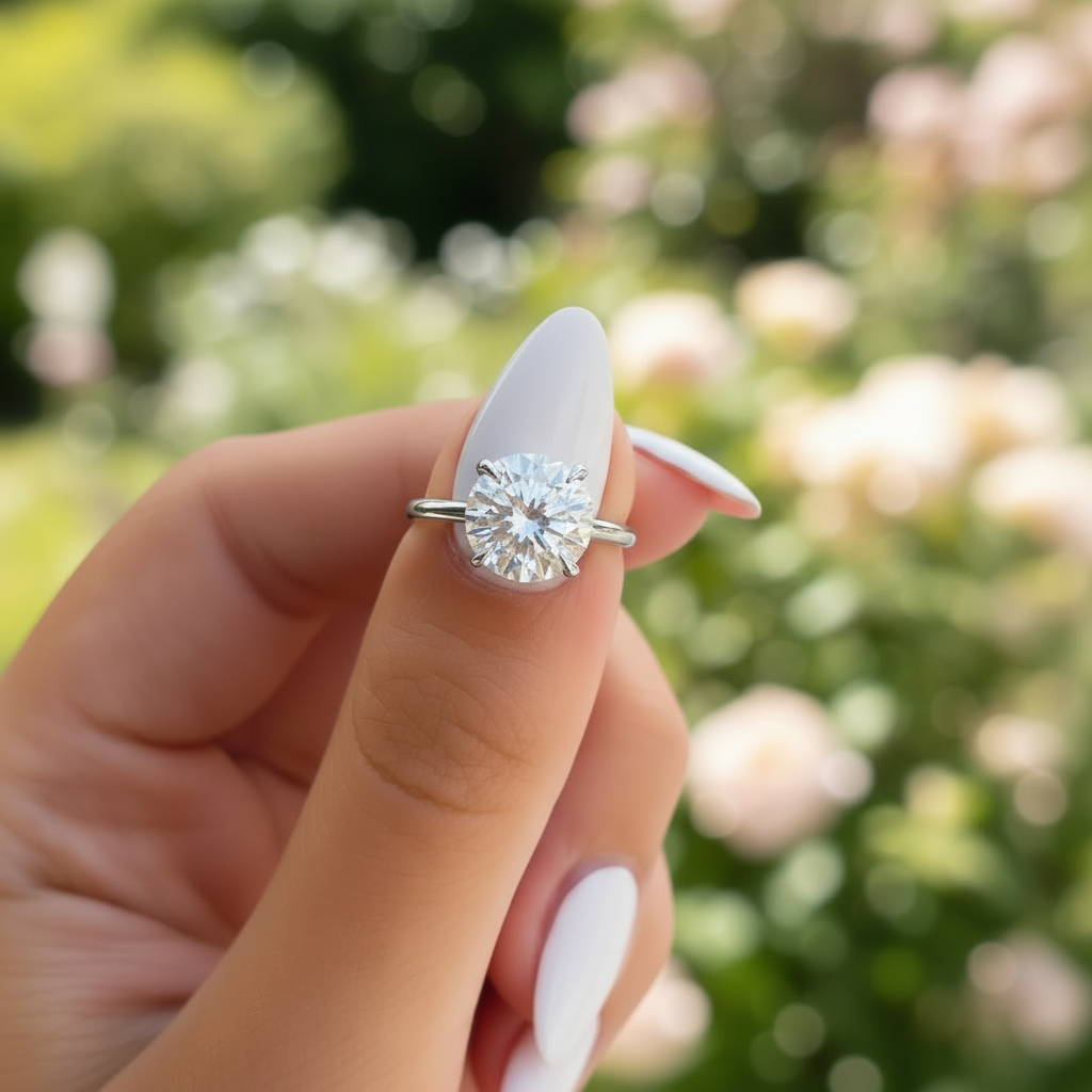 stunning silver round engagement ring