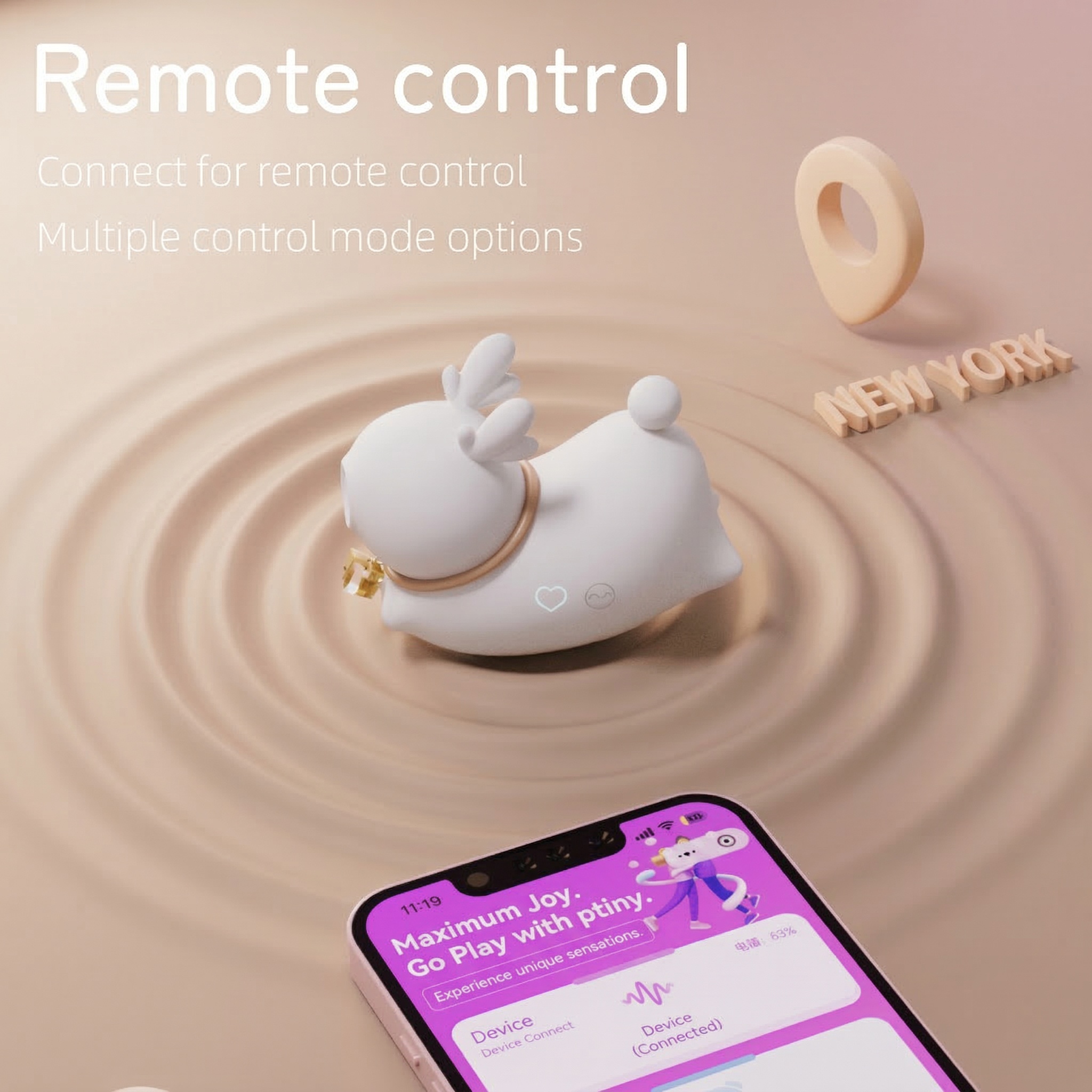 App Control Rabbit Vibrator Elk Glow Dual-Stim Night Light Sex Toy with UV Sanitize Mode