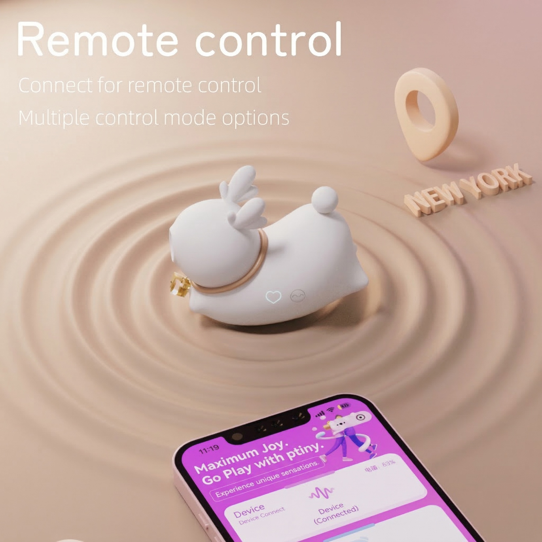 App Control Rabbit Vibrator Elk Glow Dual-Stim Night Light Sex Toy with UV Sanitize Mode
