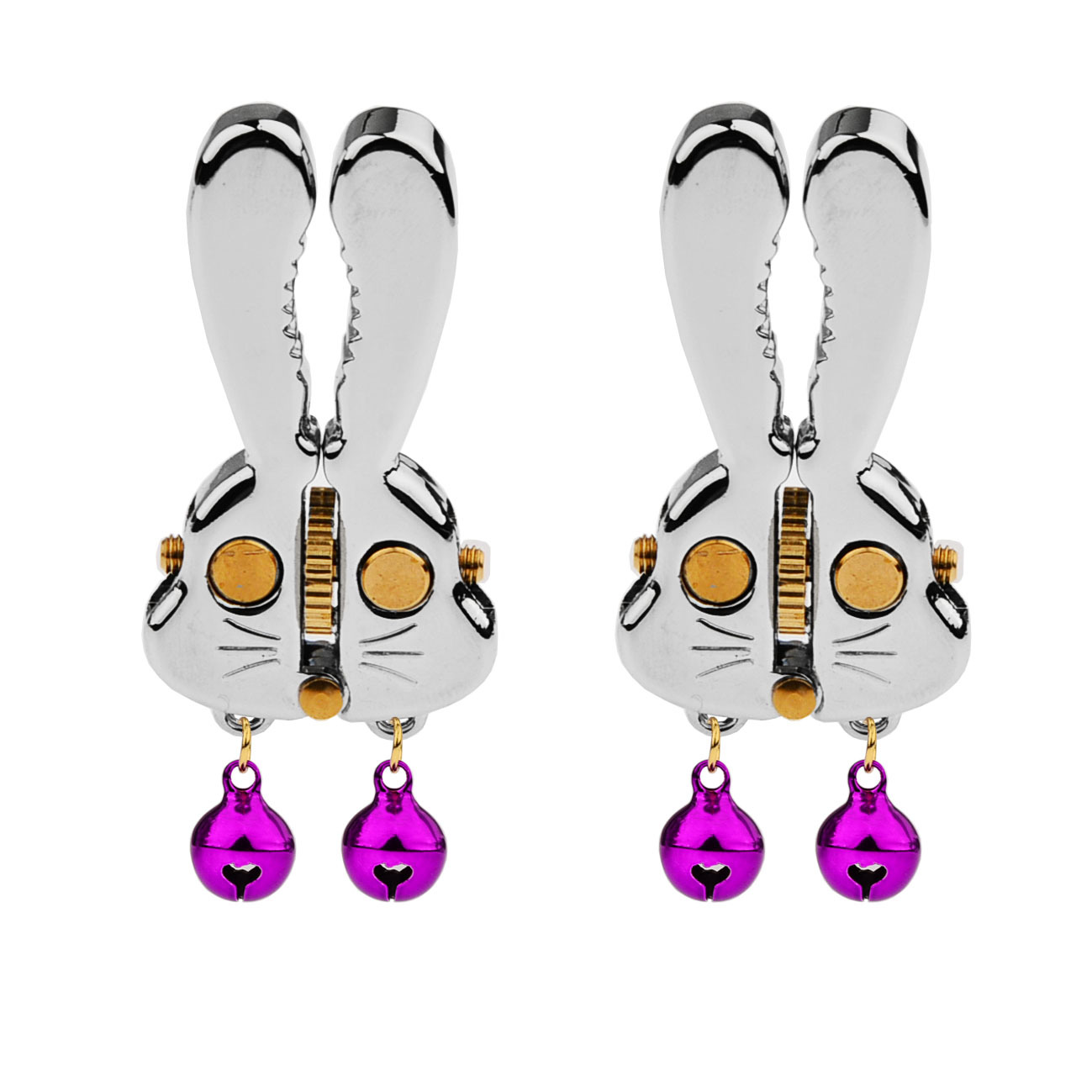 Adjustable Bunny Nipple Clamps – Sensory Play with Bells & BDSM Gear Control-WeLovePlugs