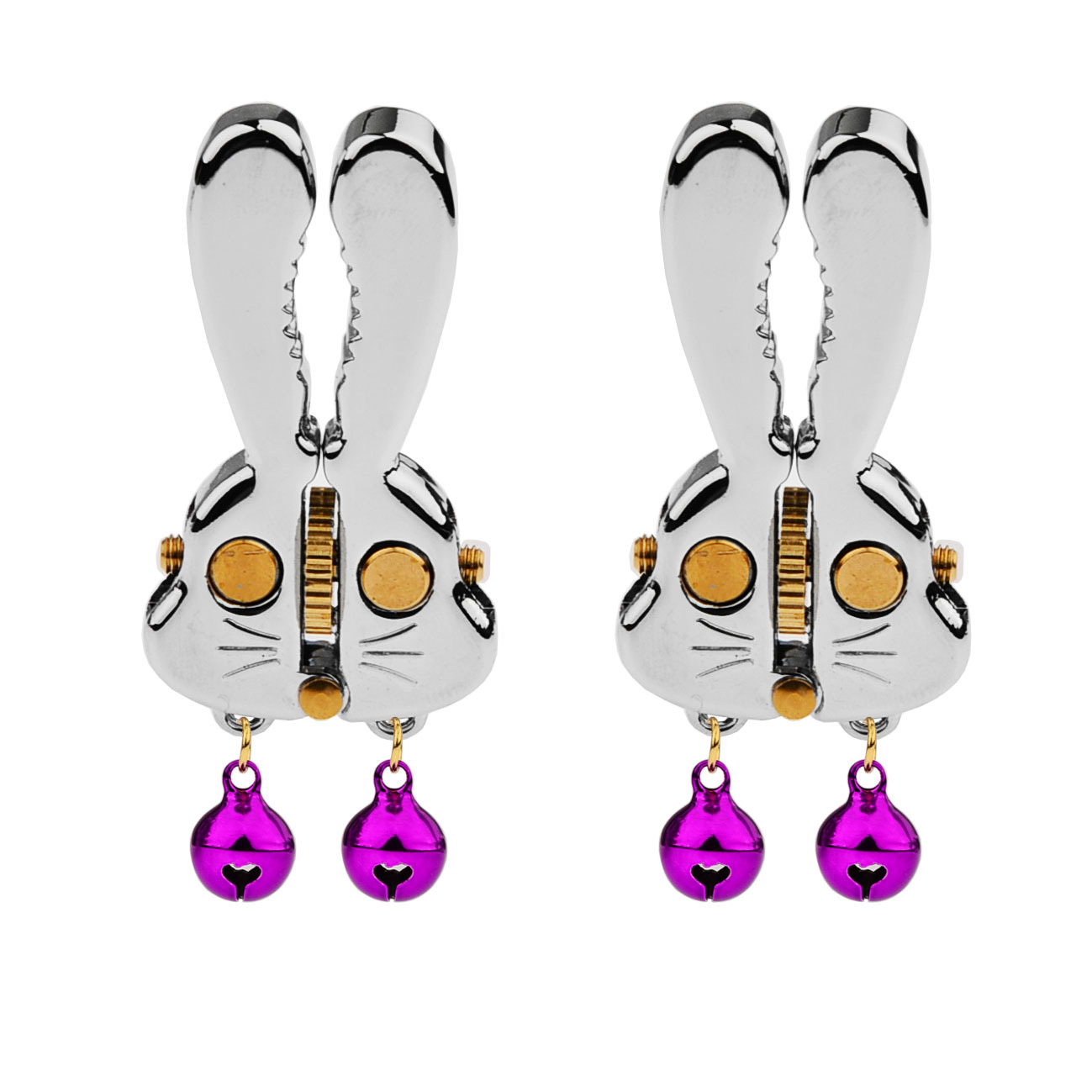 Adjustable Bunny Nipple Clamps – Sensory Play with Bells & BDSM Gear Control-WeLovePlugs
