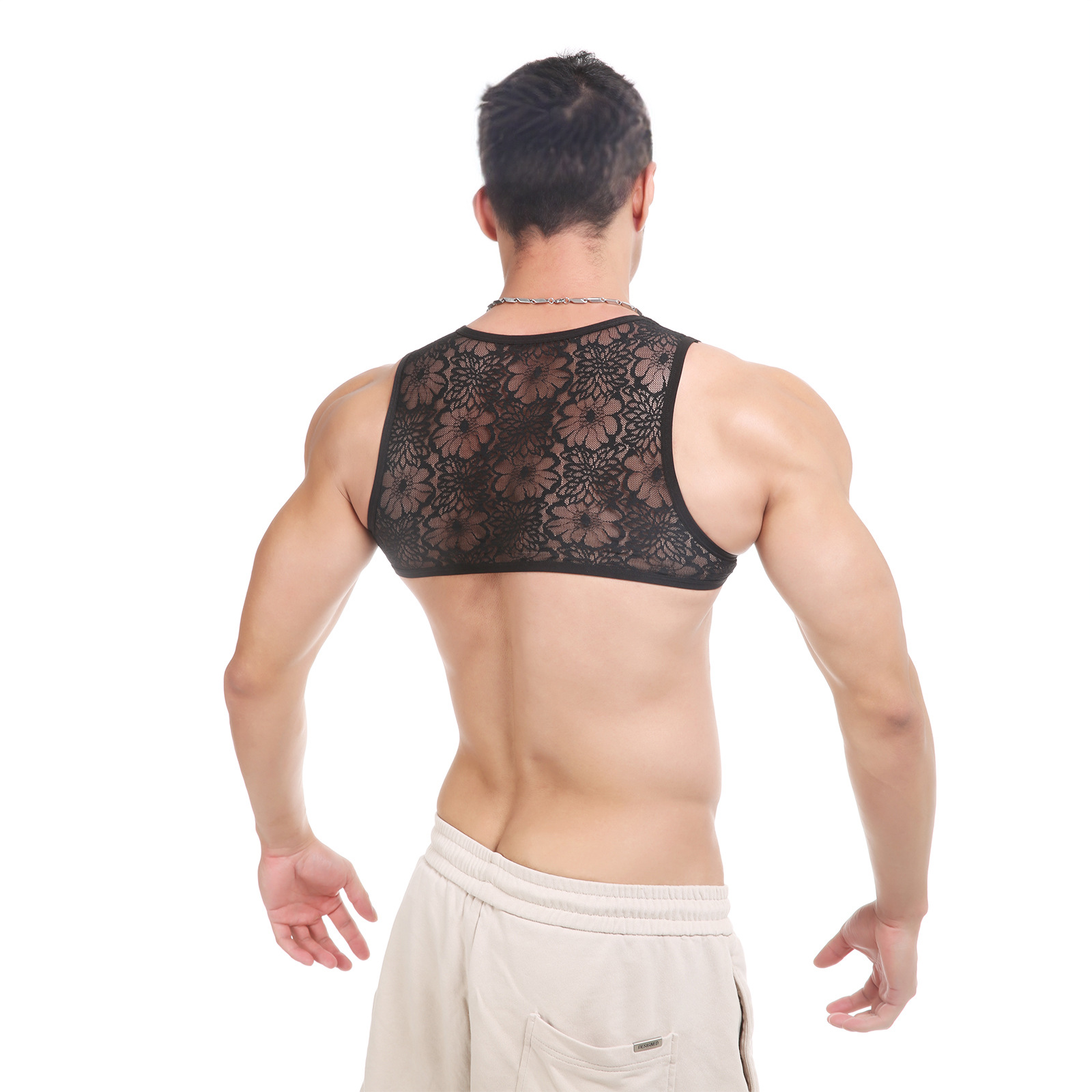 Men Tank Top Vest Lace Sleeveless Shirt Bra - image 6