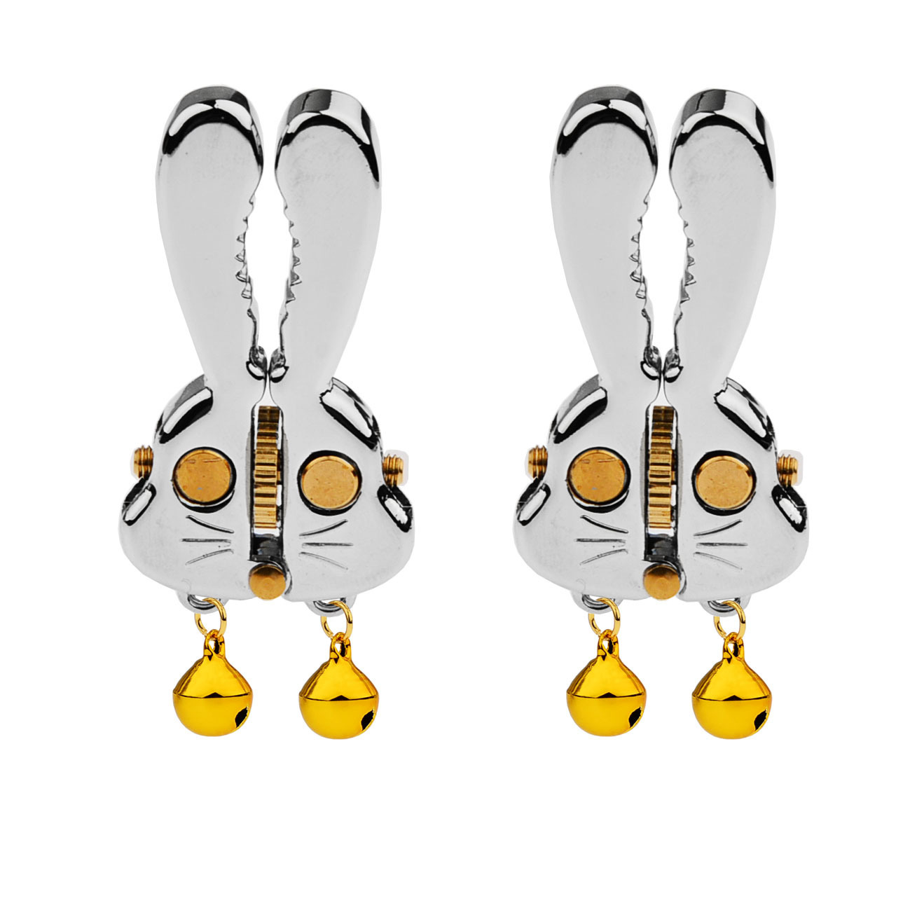 Adjustable Bunny Nipple Clamps – Sensory Play with Bells & BDSM Gear Control-WeLovePlugs