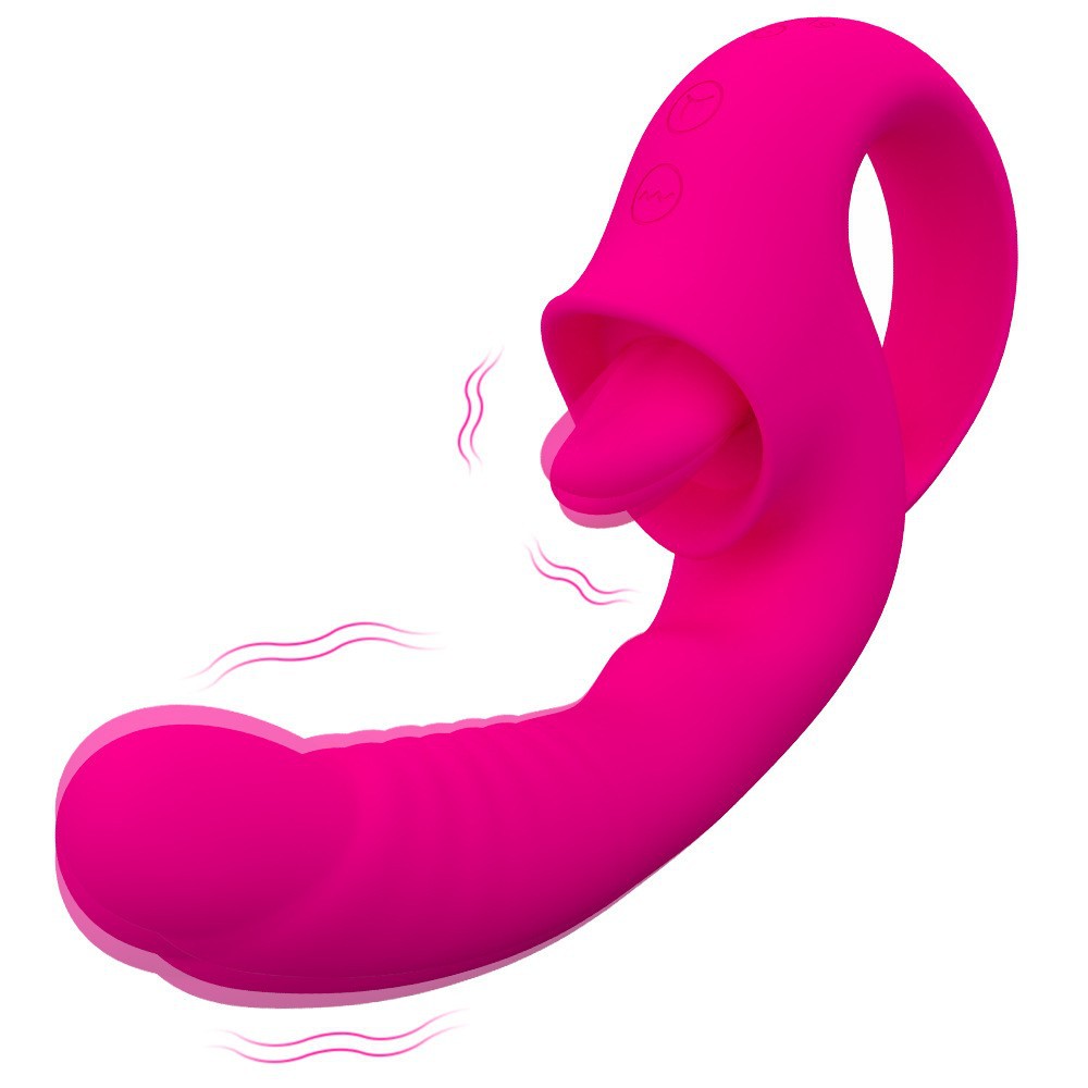 Waterproof Dildo Vibrator with Clit Licking Tongue – 10 Vibration Modes for Her-WeLovePlugs