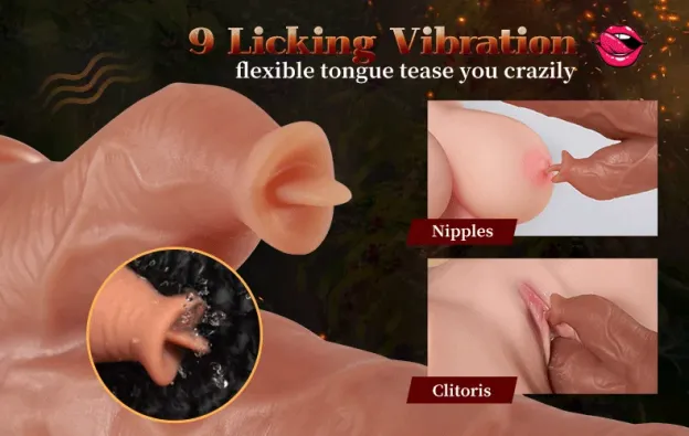 9 Vibrating Tongue Licking Heating Realistic Dildo-WeLovePlugs