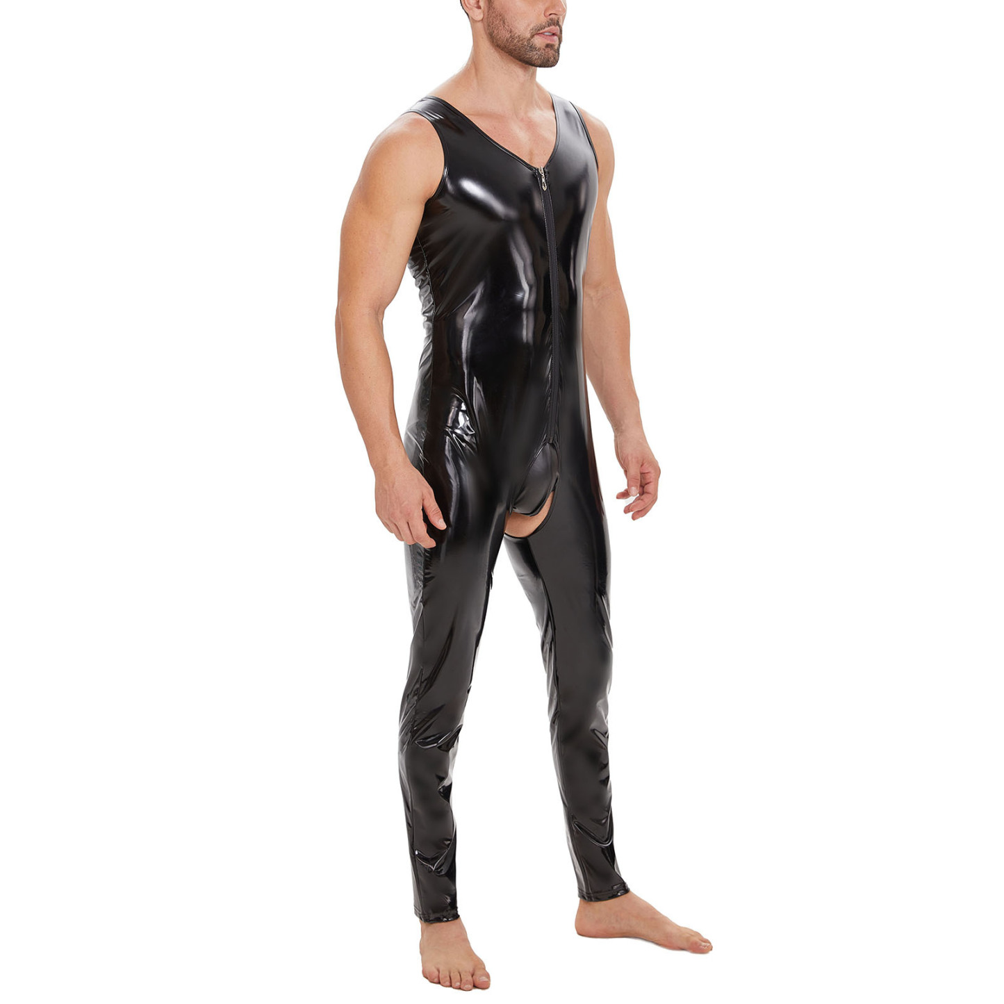 Men Shiny Leather Jumpsuit - image 2