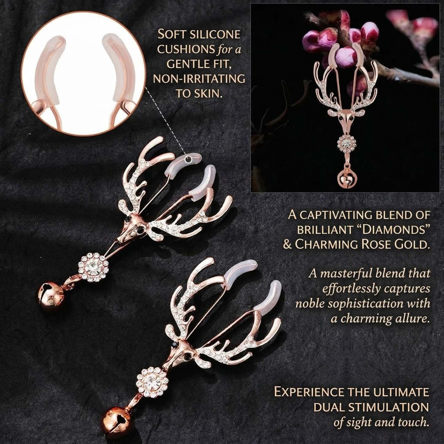 Rose Gold Nipple Clamps with Decorative Charms - image 9