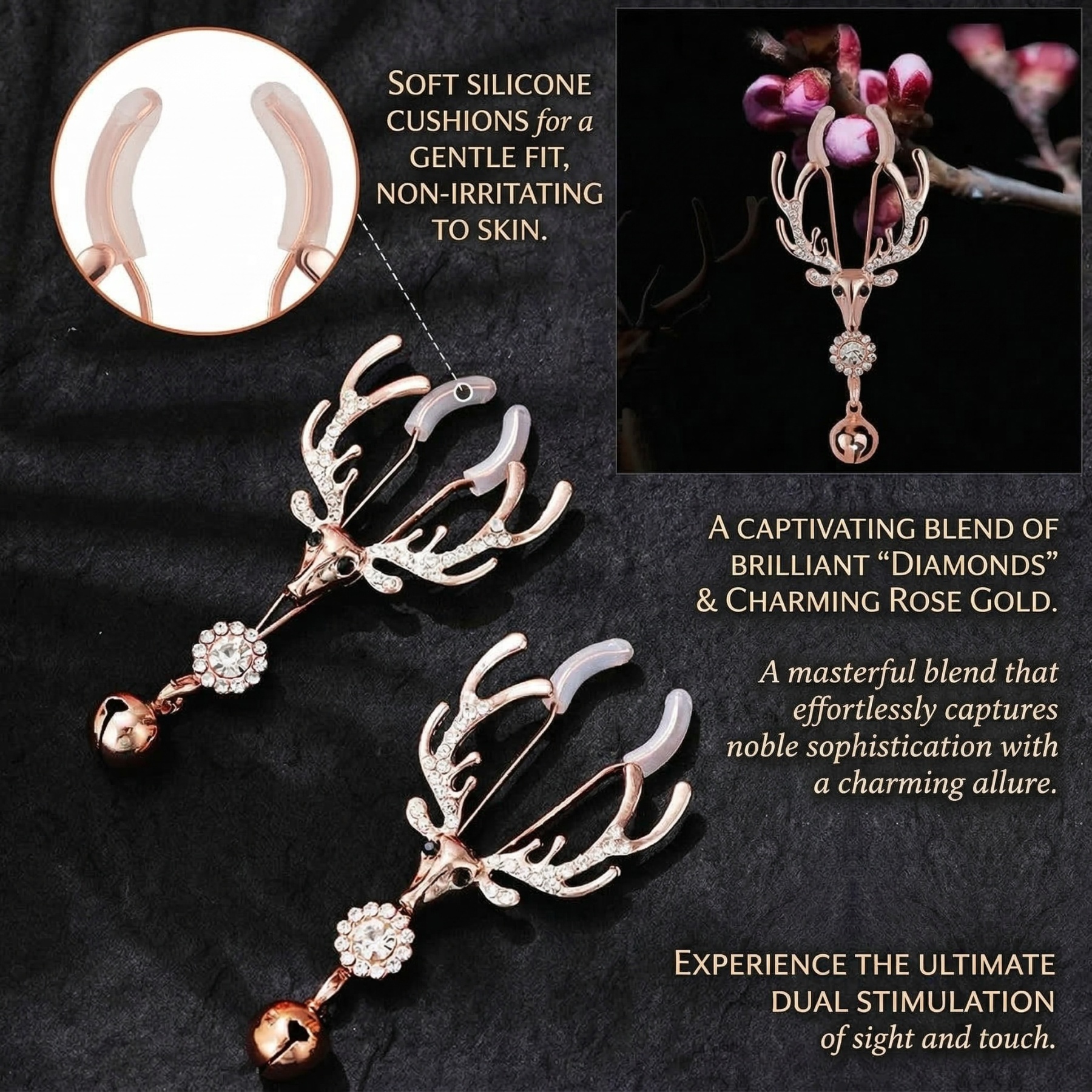 Rose Gold Nipple Clamps with Decorative Charms - image 9