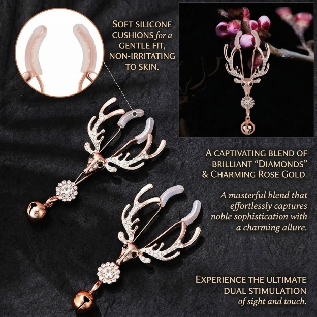 Rose Gold Nipple Clamps with Decorative Charms - image 9