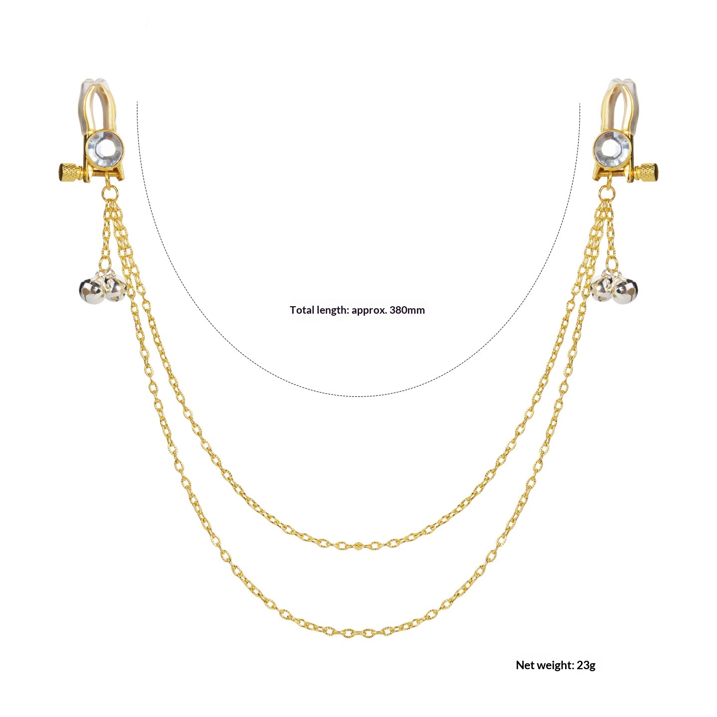 Crystal Chain-linked Nipple Ring  - White - image 3