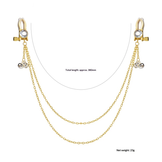 Crystal Chain-linked Nipple Ring  - White - image 3