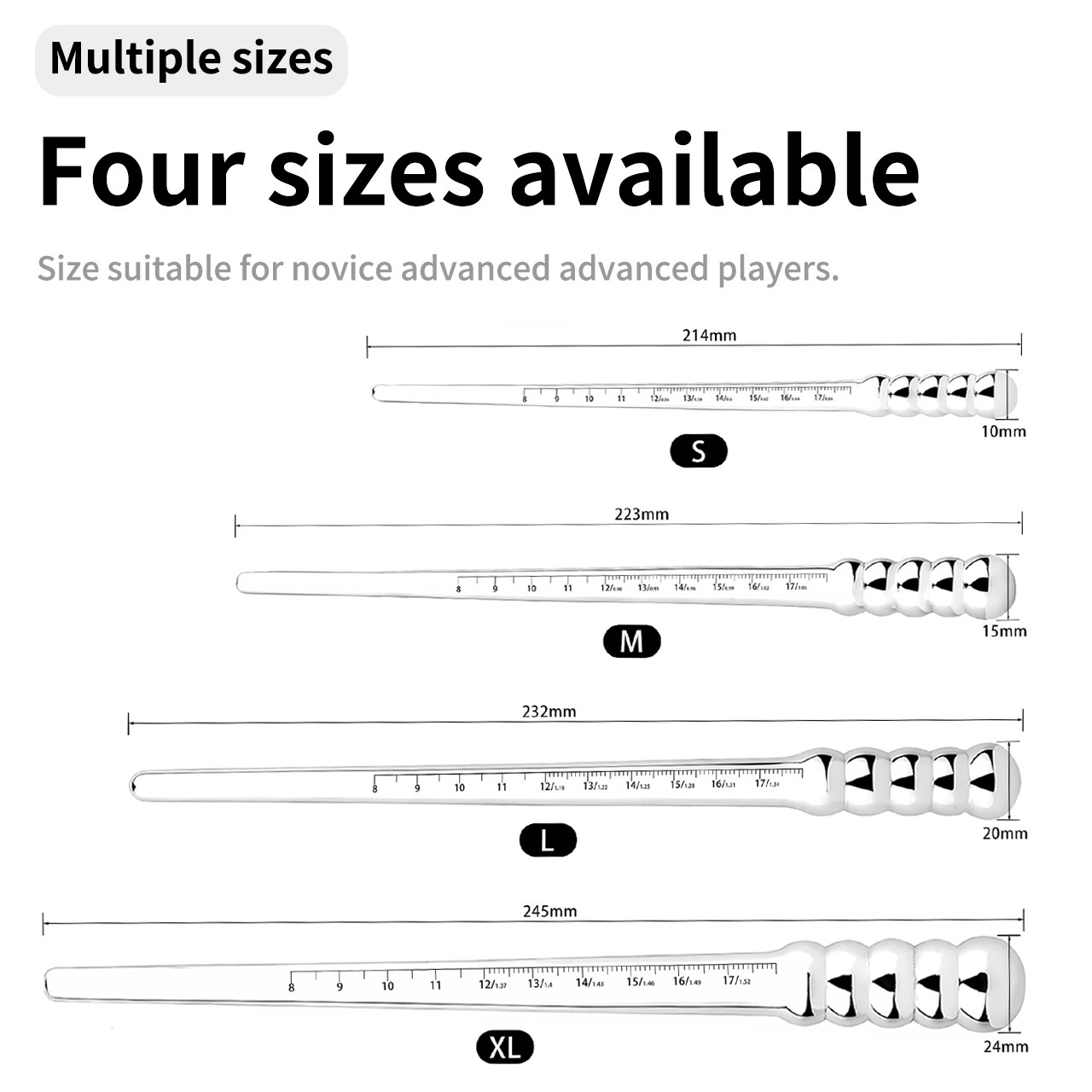 Stainless Steel Urethral Sound with Scale -WeLovePlugs