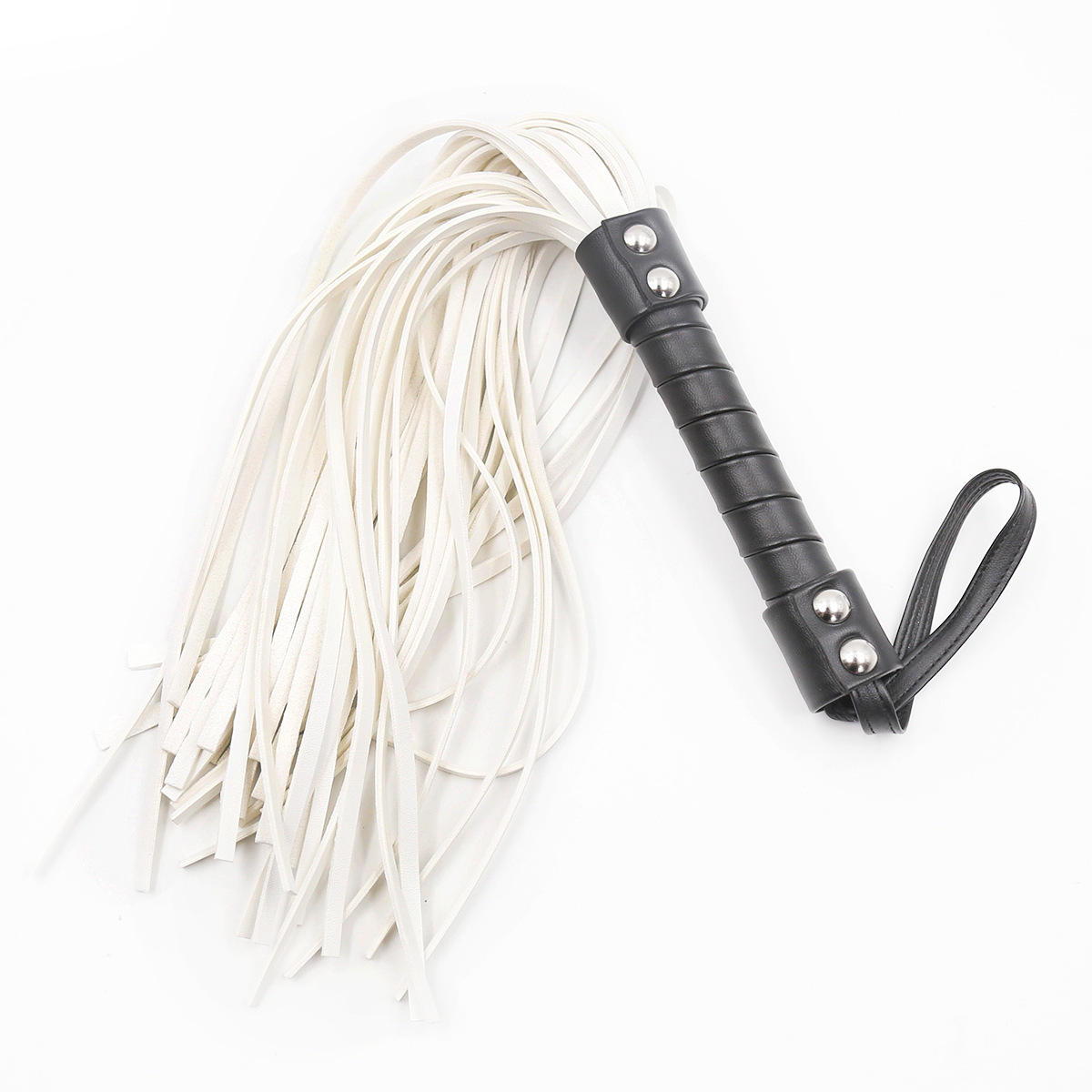 Midnight Vegan Leather Riding Crop - White - image 3