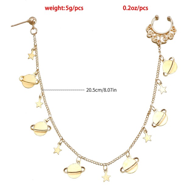 Boho Nose Chain Jewelry – Fake Septum Ring with Ear Hoop & Crystal Nose Ring-WeLovePlugs