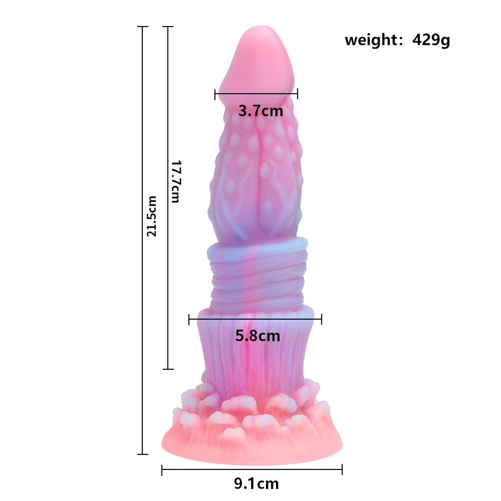 8.46'' Thrusting Dildo with Multi-Texture Design & Glow-in-the-Dark Effect - Multicolor - image 3