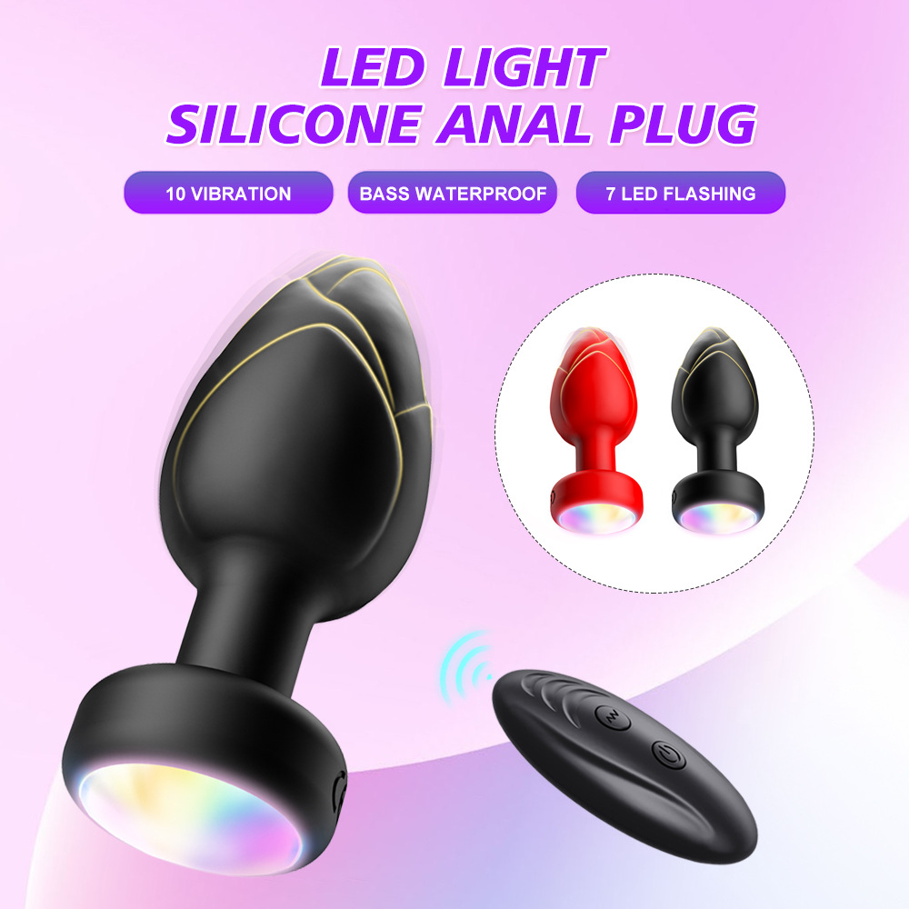 Led Light Up Butt Plug With 10 Vibration Modes with Remote  WeLovePlugs