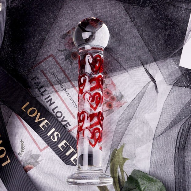 Luxury Glass Dildo with Red Heart Tip – G-Spot & Anal Pleasure Toy-WeLovePlugs
