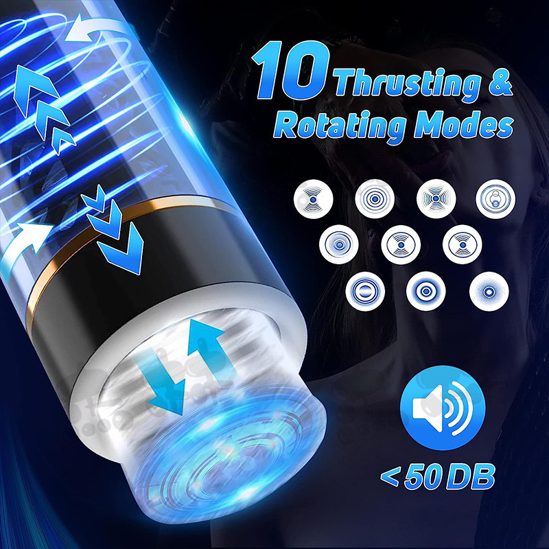 10 Thrusting Spinning Telescopic Rotating Masturbator Cup -WeLovePlugs