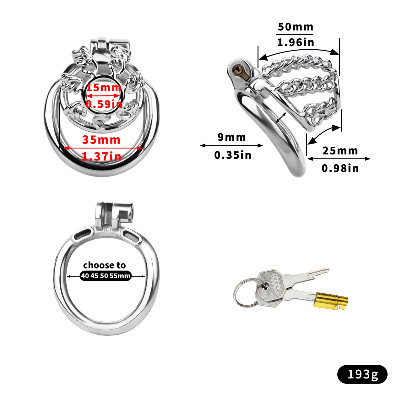 Thick Chainmail Chained Steel Chastity Cage-WeLovePlugs