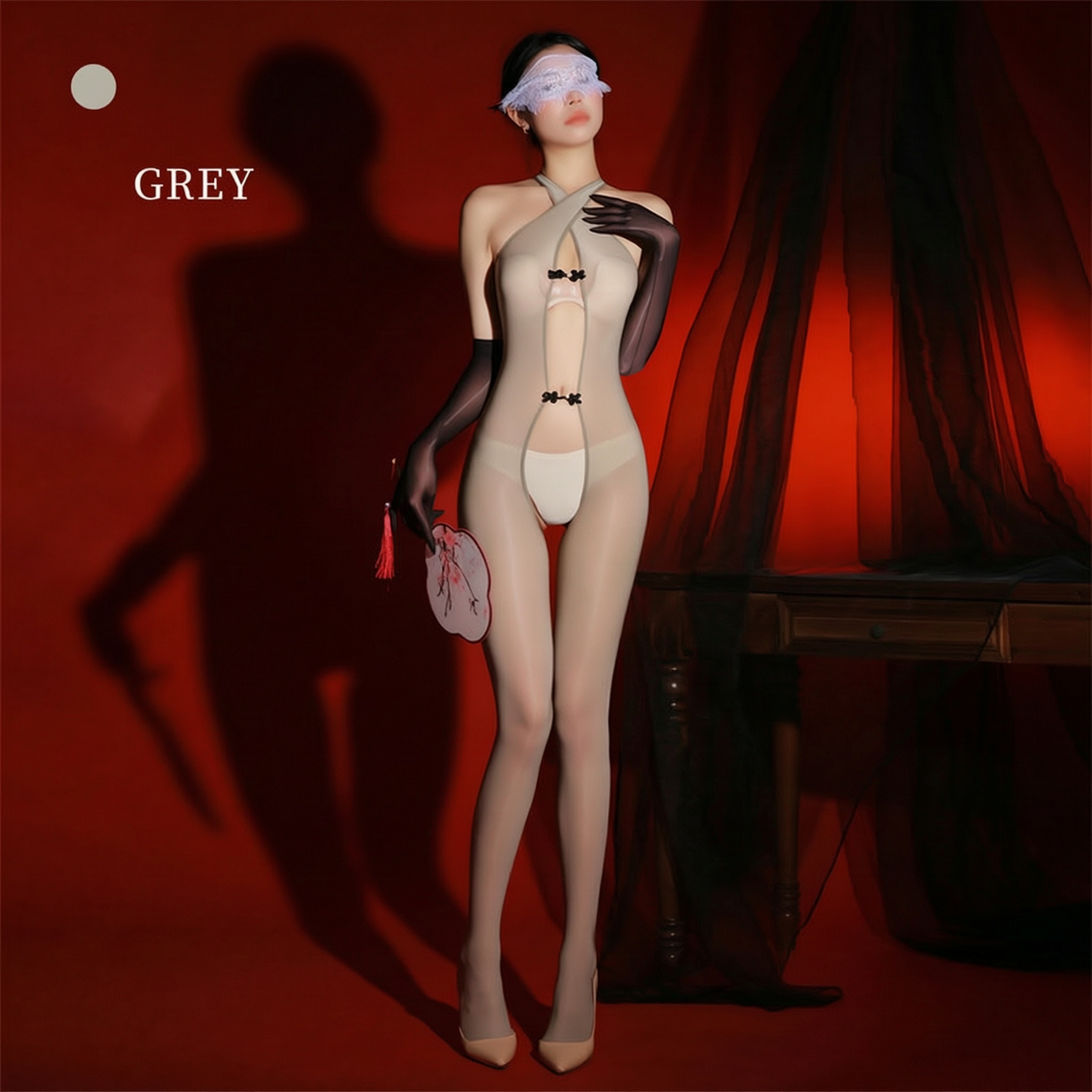 6d Shiny Cross Crotch Jumpsuit - Grey - One Size - image 12