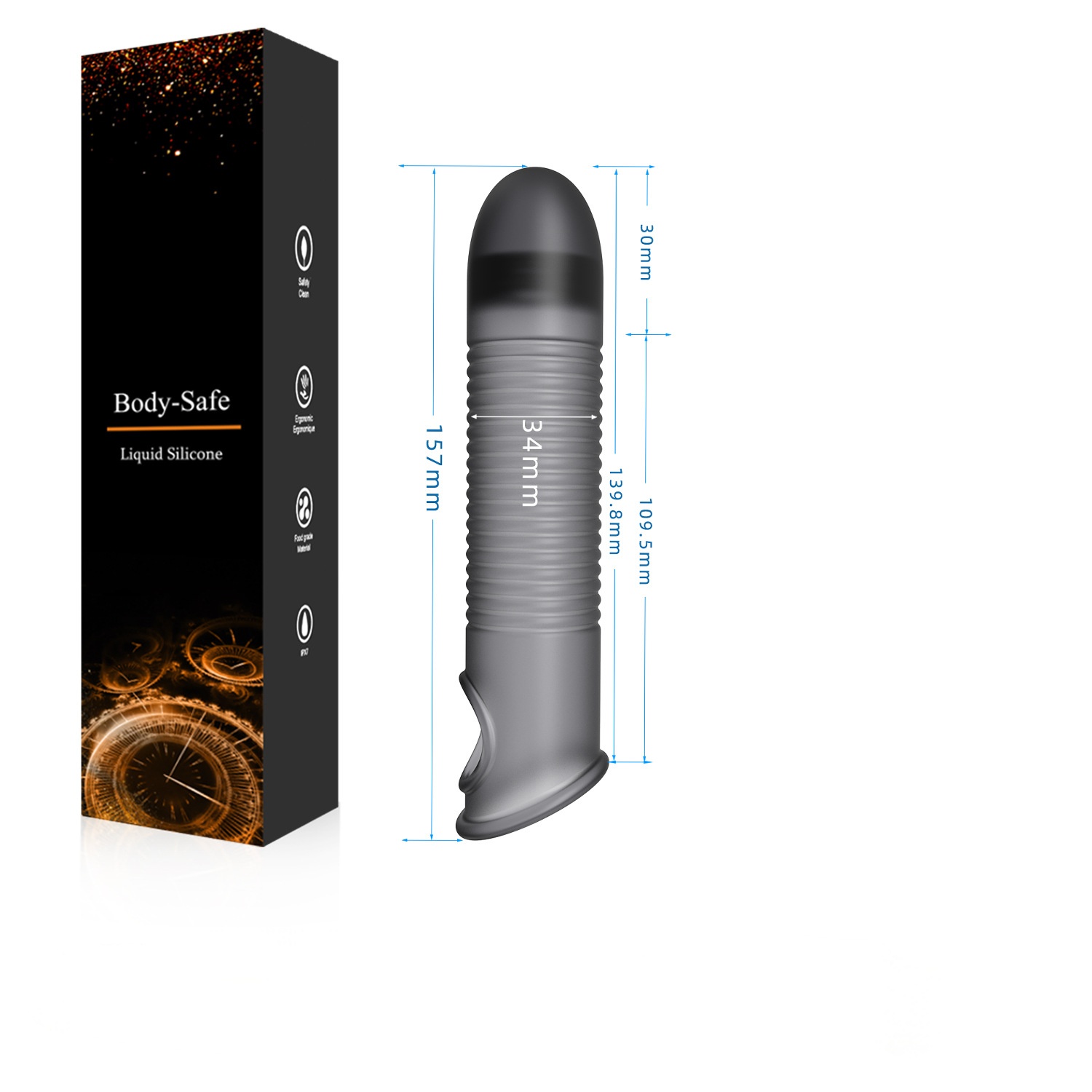 Flexible Ribbed Silicone Penis Sleeve - E - image 5