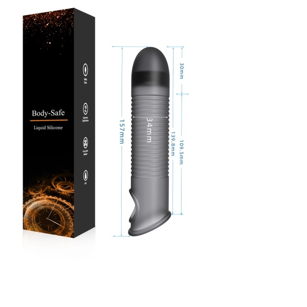 Flexible Ribbed Silicone Penis Sleeve - E - image 5