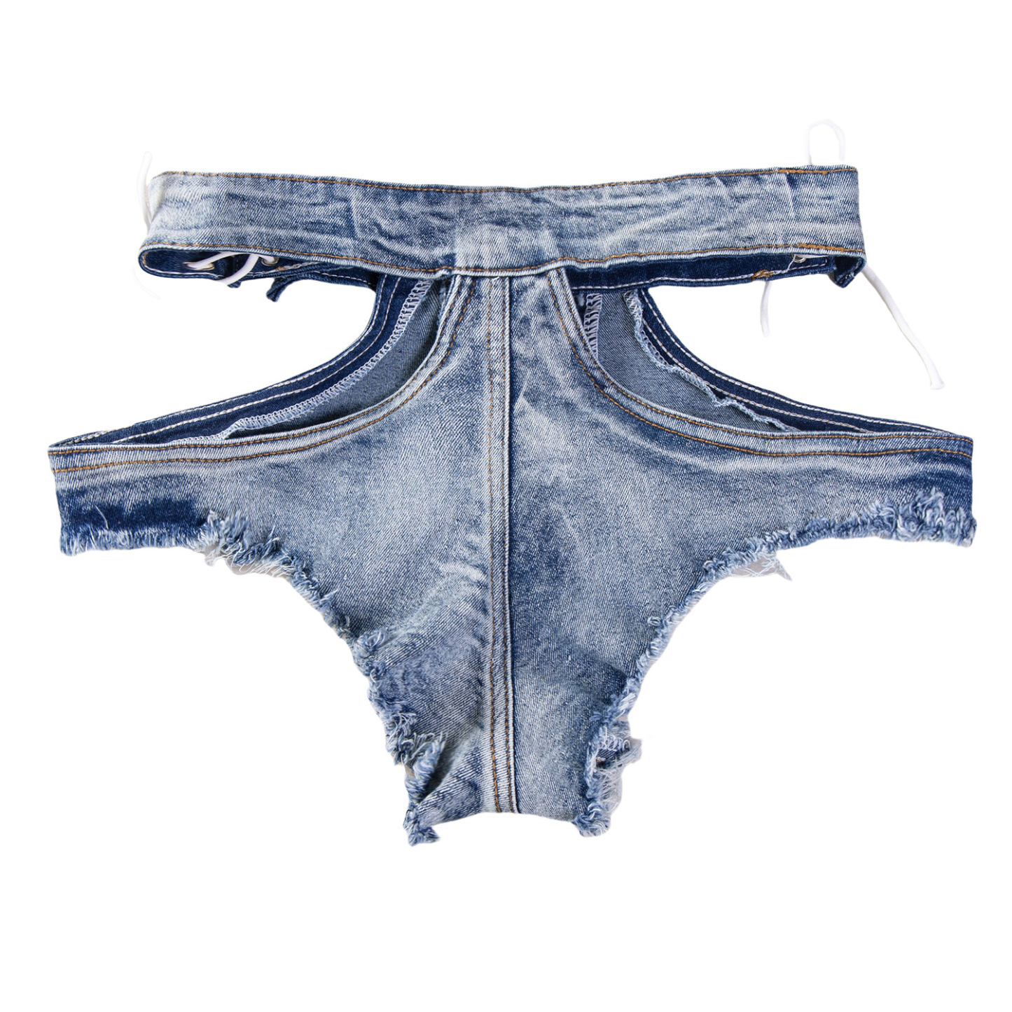Low-Rise Distressed LIngerie Denim Booty Shorts – Stretchy Micro Cut for Festival & Street Style-WeLovePlugs