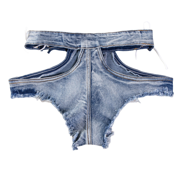 Low-Rise Distressed LIngerie Denim Booty Shorts – Stretchy Micro Cut for Festival & Street Style-WeLovePlugs