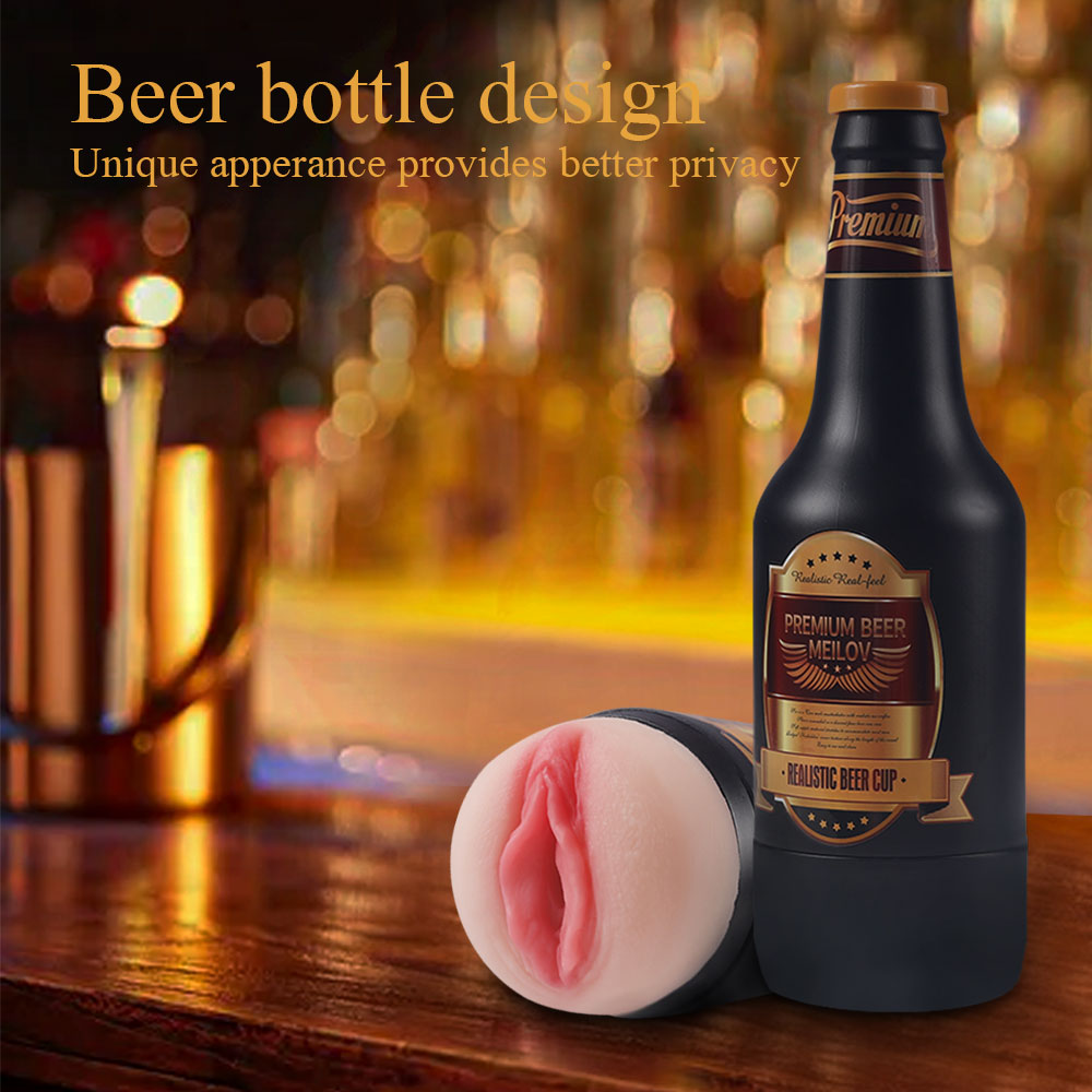 Beer Bottle Shaped Stroker Strong Sucking Handheld Pocket Pussies