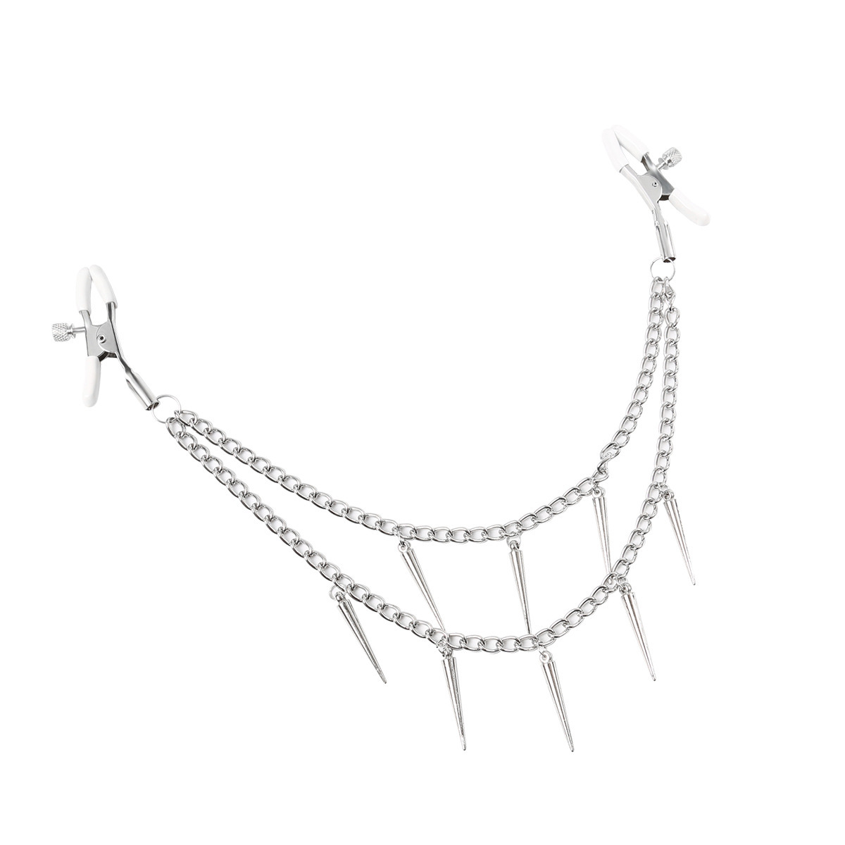 Spiked Chain Adjustable Nipple Clamps - Silver - image 1