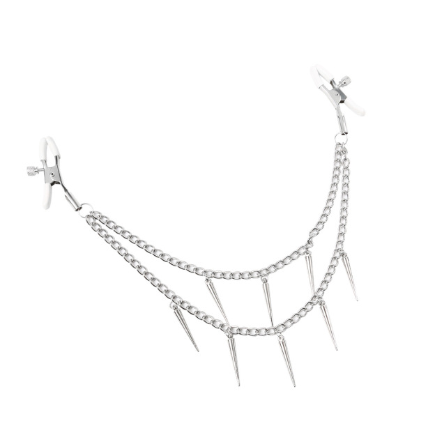Spiked Chain Adjustable Nipple Clamps - Silver - image 1