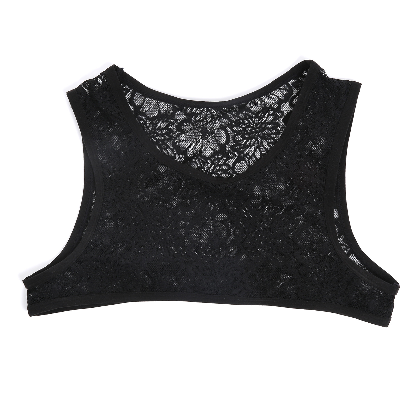 Men Tank Top Vest Lace Sleeveless Shirt Bra - Black - XXL - image 7