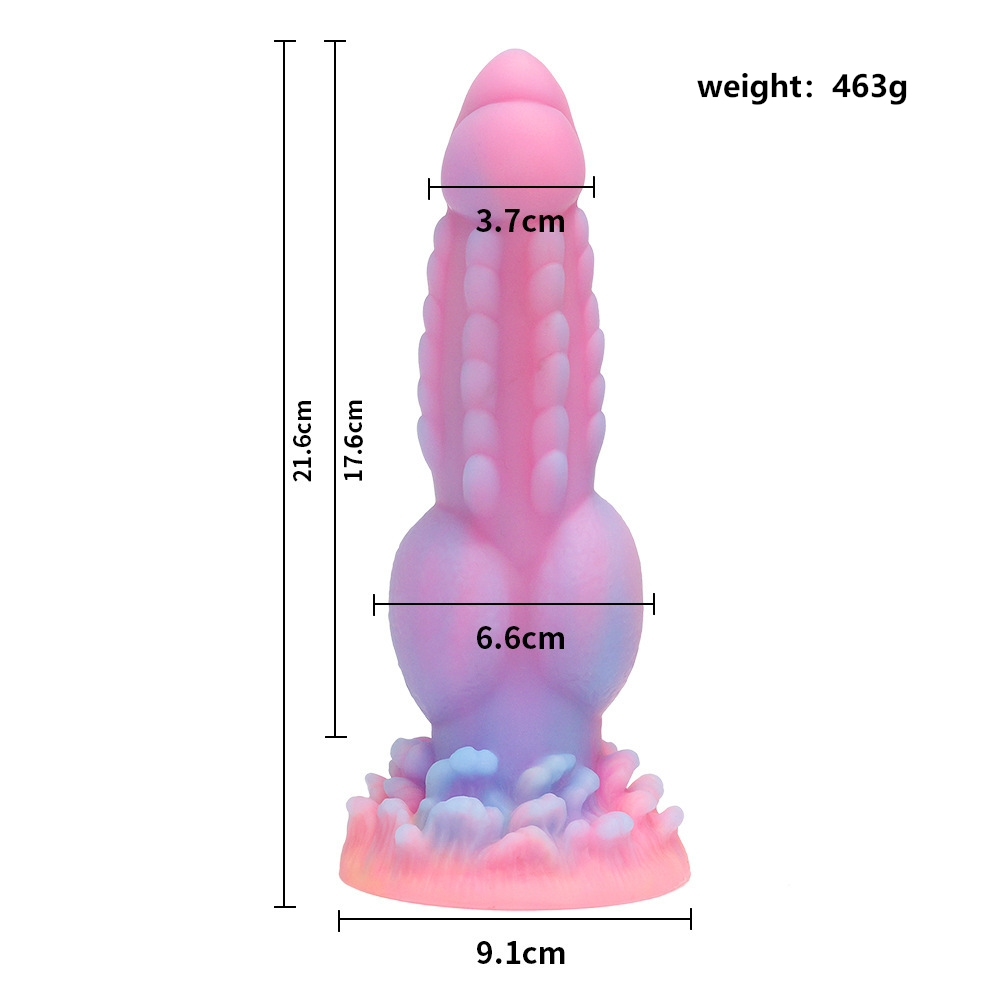 8.85'' Dog Knot Dildo with Multi-Texture Design & Glow-in-the-Dark Effect - Multicolor - image 5
