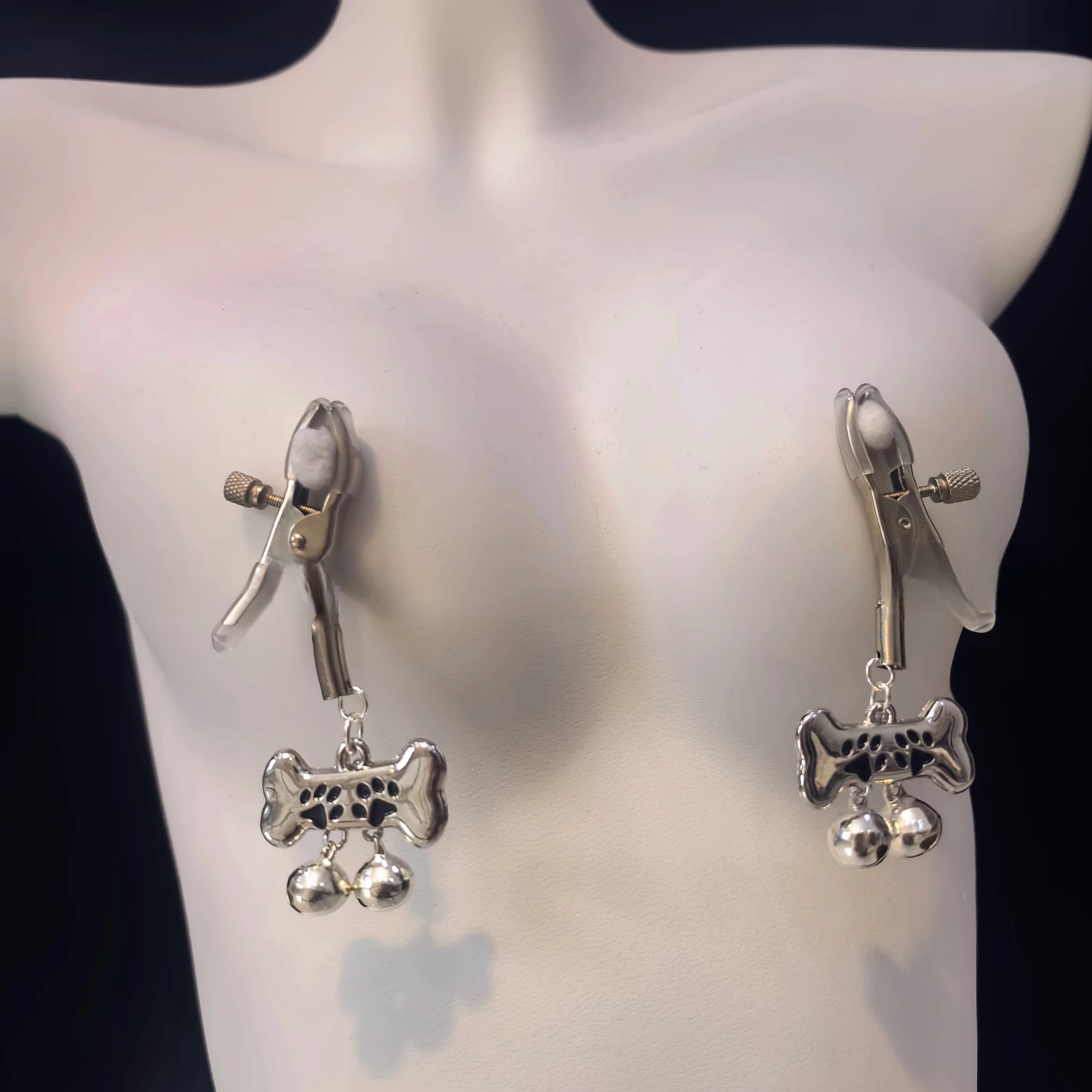 Dog Paw Bell Nipple Clamps - Silver - image 1